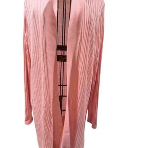 What's Next Women's Pink Ribbed Open-Front Cardigan Sweater Size L